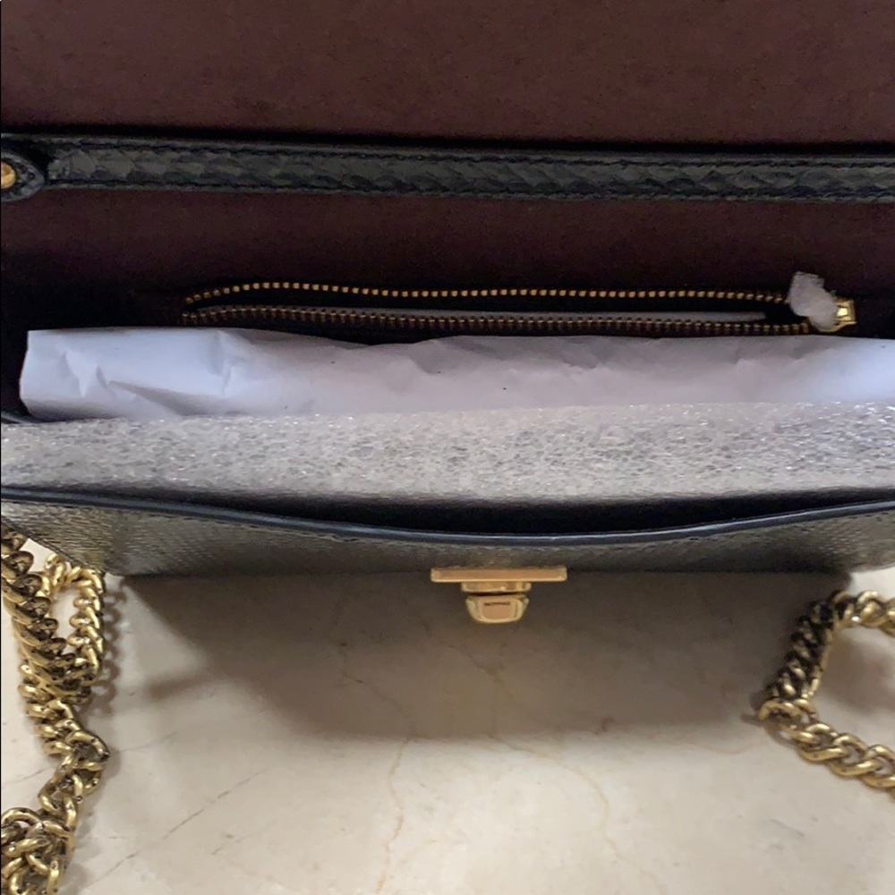 LAST COACH HUTTON GENUINE SNAKESKIN SHOULDER HANDBAG IN BLACK/CHUNKY GOLD CHAIN - Picture 16 of 16
